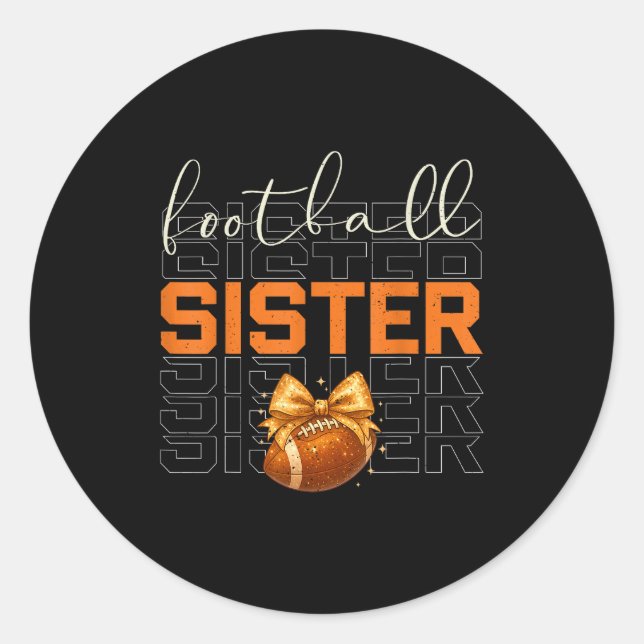 Cute Coquette Bow Srt Fantasy Football Sister Foot Classic Round Sticker (Front)