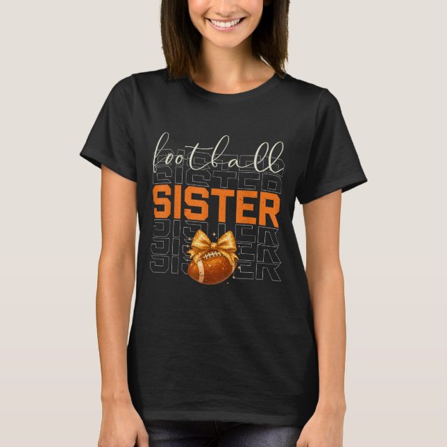Cute Coquette Bow Srt Fantasy Football Sister Foot T-Shirt (Front)