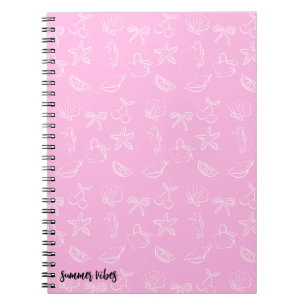 Cute Coquette Bows and Cherries Pattern Notebook