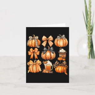 Cute Coquette Bows Pumpkin Spice Coffee Latte Autu Card