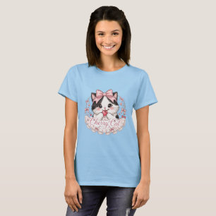 Cute Coquette Cherry Cat T-Shirt