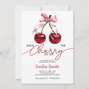 Cute Coquette Cherry on Top Baby Shower Invitation