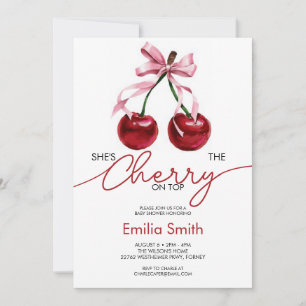 Cute Coquette Cherry on Top Baby Shower Invitation