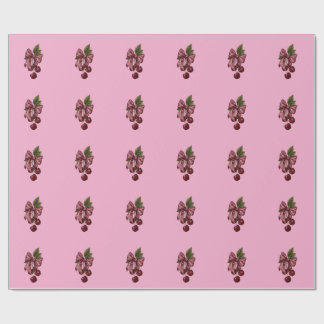 Cute Coquette Cherry Ribbon Pink Aesthetic Wrapping Paper