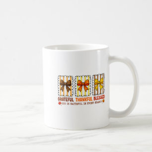 Cute Coquette Christian Fall Bow Grateful Thankful Coffee Mug