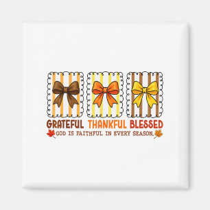 Cute Coquette Christian Fall Bow Grateful Thankful Magnet