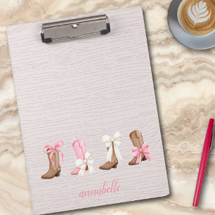 Cute Coquette Cowgirl Boots Personalised  Clipboard