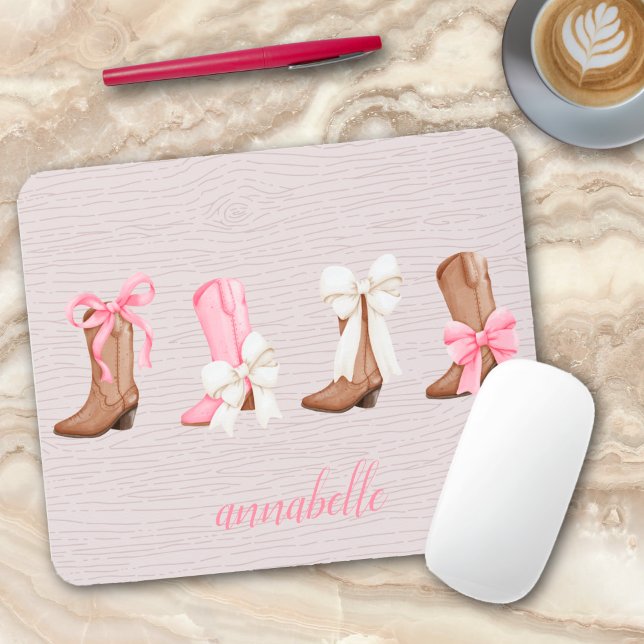 Cute Coquette Cowgirl Boots Personalised  Mouse Mat (Cute Coquette Cowgirl Boots Personalized Mouse Pad)