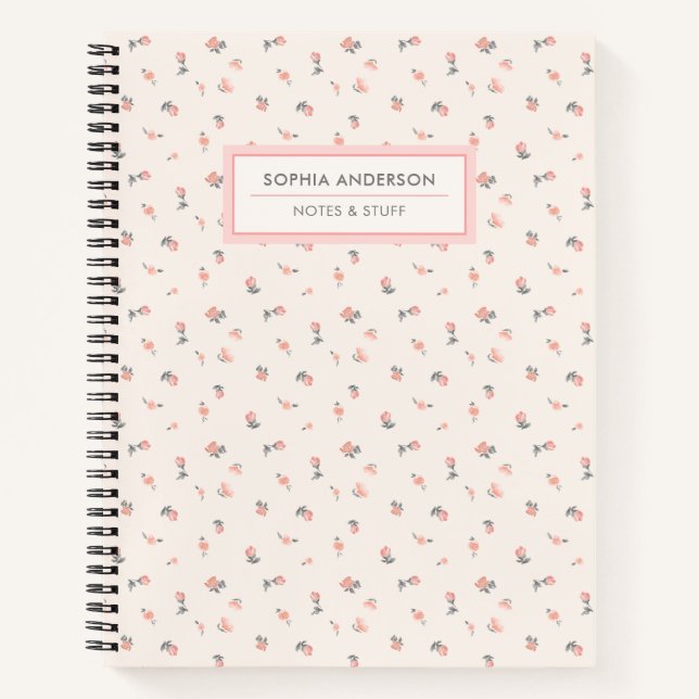 Cute Coquette Floral Personalised  Notebook (Front)