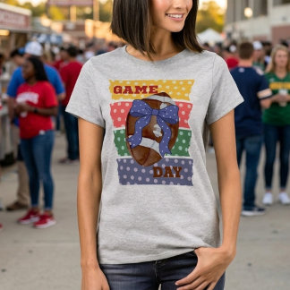 Cute Coquette Game Day Football | Trendy Polkadot T-Shirt