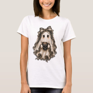 Cute Coquette Ghost With cofe Halloween T-Shirt