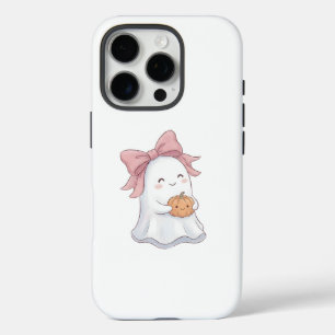 Cute Coquette Ghost with Pink Bow & Pumpkin Hallow iPhone 16 Pro Case