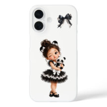 Cute Coquette Girl Black Bow Panda iPhone Case