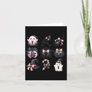 Cute Coquette Halloween Bows Black Pink Halloween Card