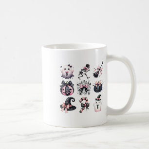 Cute Coquette Halloween Bows Black Pink Halloween Coffee Mug