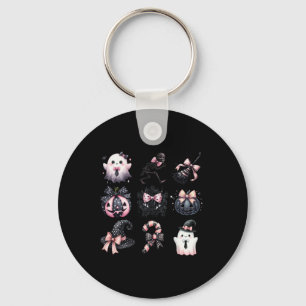 Cute Coquette Halloween Bows Black Pink Halloween Key Ring
