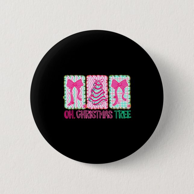 Cute Coquette Oh Christmas Tree Cake Bow Tis The S 6 Cm Round Badge (Front)