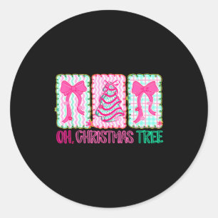Cute Coquette Oh Christmas Tree Cake Bow Tis The S Classic Round Sticker