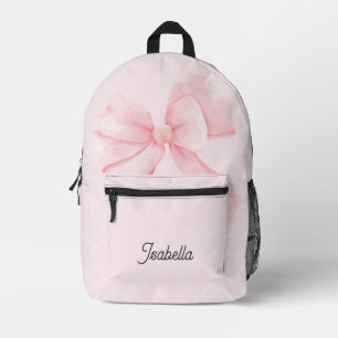 Cute Coquette Pink Bow Girl Printed Backpack