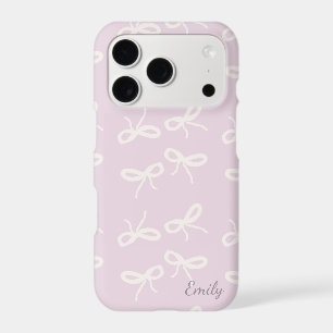 Cute Coquette Pink Bow Pattern Custom Name iPhone