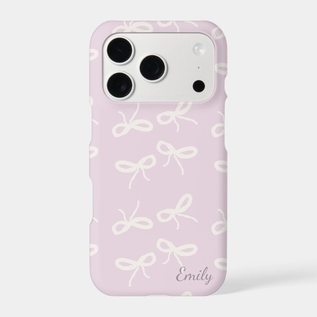 Cute Coquette Pink Bow Pattern Custom Name iPhone  (Back)