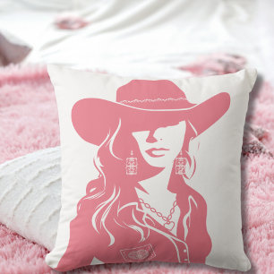 Cute Coquette Pink Cowgirl Western Chic Cushion