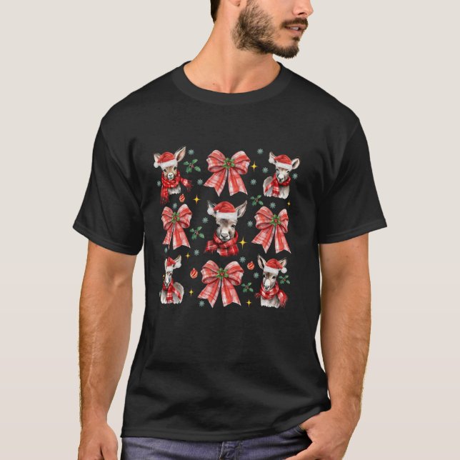 Cute Coquette Red Bow Donkey Lover Farm Animals Ch T-Shirt (Front)