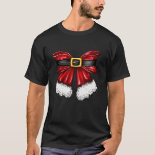 Cute Coquette Red Bow Santa Claus Christmas Women T-Shirt