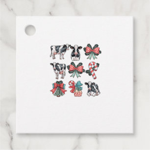 Cute Coquette Red Xmas Santa Claus Cow Lover Chris Favour Tags