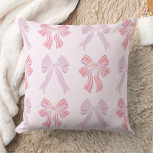 Cute Coquette Ribbon Bows Pattern Cushion