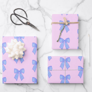 Cute Coquette Ribbon Bows Pattern Wrapping Paper Sheet