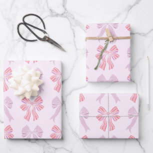 Cute Coquette Ribbon Bows Pattern Wrapping Paper Sheet