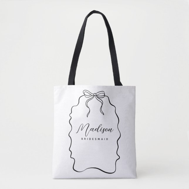 Cute Coquette Ribbon Bridesmaid Gift Tote Bag (Front)