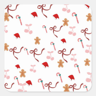 Cute Coquette Ribbon Gingerbread Christmas Sticker
