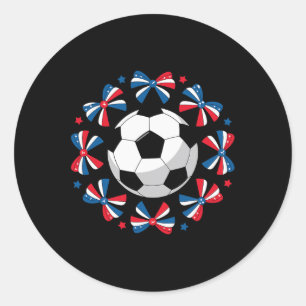 Cute Coquette Soccer Bows Game Day Mama Mom Cheer Classic Round Sticker