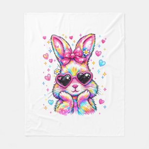 Cute Coquette Tie Dye Rabbit Easter Bunny Women Gi Fleece Blanket