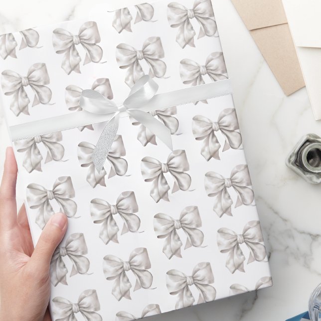 Cute Coquette White Bow Pattern Wrapping Paper (Cute Coquette White Bow Pattern Wrapping Paper)