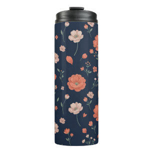 Cute Coral & Blush Botanical Travel Mug