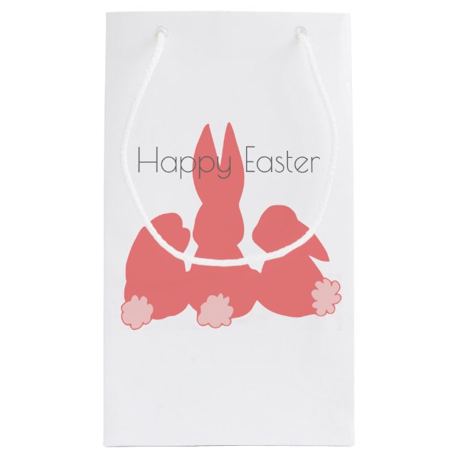 Cute Coral Bunnies - Easter Egg Hunt Small Gift Bag (Back)