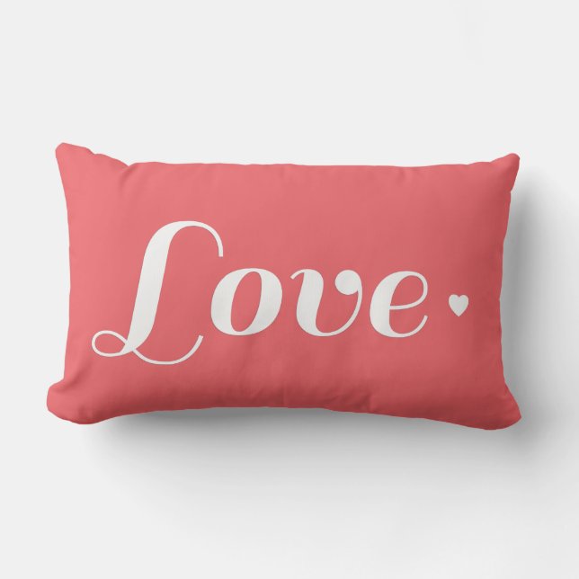 Cute Coral Love Heart Lumbar Cushion (Front)