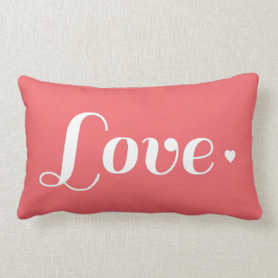 Cute Coral Love Heart Lumbar Cushion