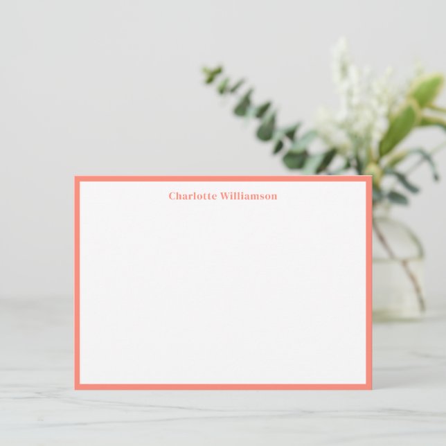 Cute Coral Orange Border Personalised Stationery Thank You Card (Standing Front)