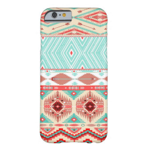 Cute Coral Pink and Blue Boho Tribal Aztec Pattern Barely There iPhone 6 Case