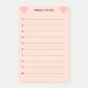 Cute coral pink and white hearts on light pink post-it notes