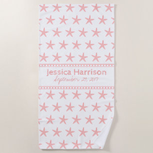 Cute Coral Starfish Custom Beach Towel