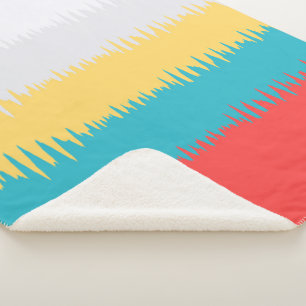 CUTE Coral Turquoise Yellow White Zigzag Stripes Sherpa Blanket