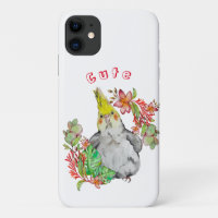 Cute Corella parrot in tropical flowers Baby Bodys