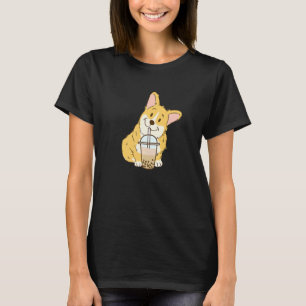 Cute Corgi and Boba Dog Bubble Milk Tea T-Shirt
