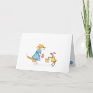 Cute corgi and hare Easter card