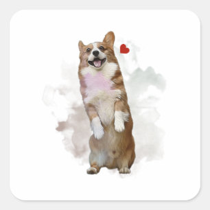 Cute Corgi Art Dog Owner Gift For Corgi Lover Square Sticker